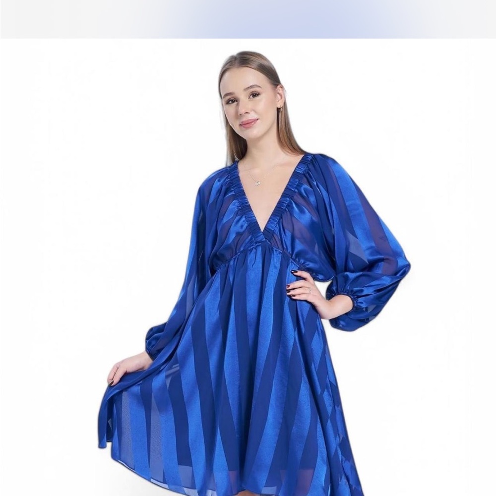 SDEER Women's midi blue dress